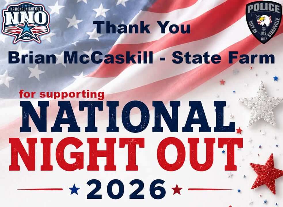 Starkville police thank State Farm agent for donation to National Night Out