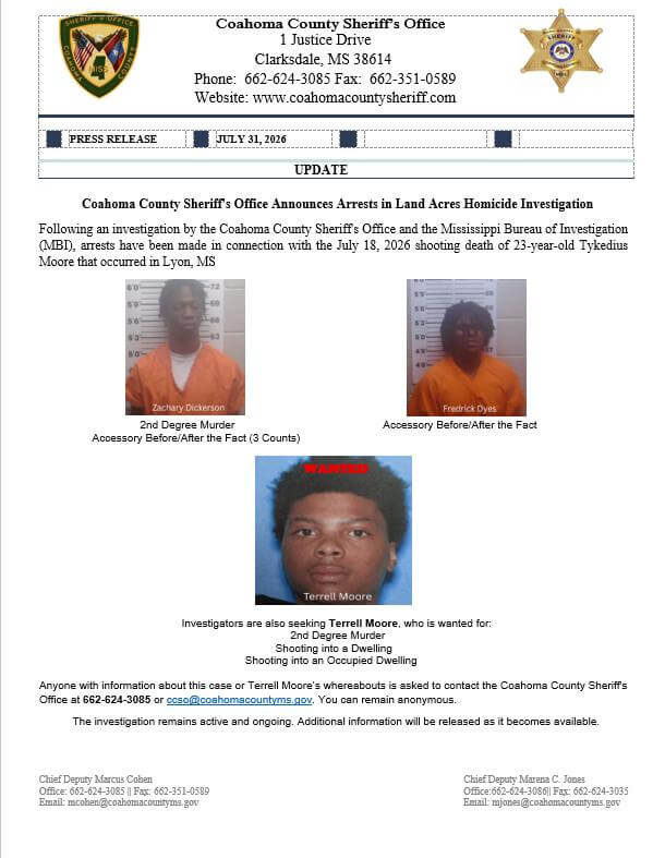 Coahoma County Sheriff's Office posts on Facebook
