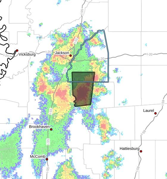 National Weather Service issues severe thunderstorm warning for central Mississippi