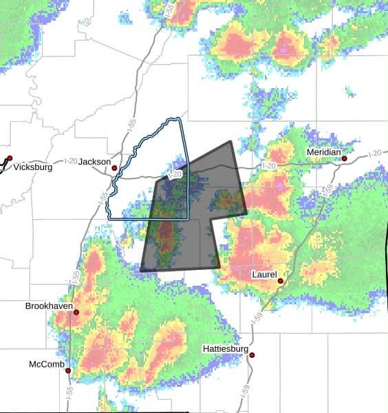 NWS in Jackson issues severe thunderstorm warning for central Mississippi