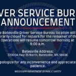 Batesville driver service bureau closes for repairs Batesville driver service bureau closes for repairs