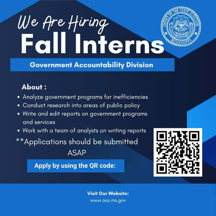 Mississippi auditor seeks fall interns for government accountability division