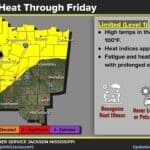 Heat index values approaching 105 degrees expected in parts of Mississippi 9e0e4950ea018389c6665b43