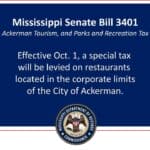 Mississippi law authorizes Ackerman to levy 2% restaurant sales tax a20136b8383b0e232fa930c6