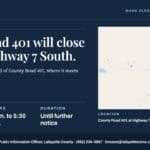 County Road 401 closure set Monday through Saturday at Highway 7 South 25820903fa045cba59b73d18